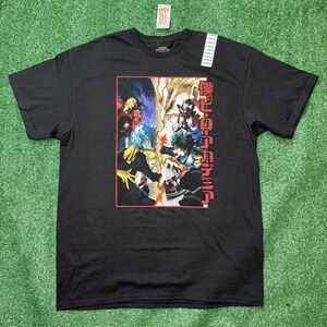 My Hero Academia T-Shirt Black Men's Large Anime‎ Graphic Tee BNWT Shonen Jump